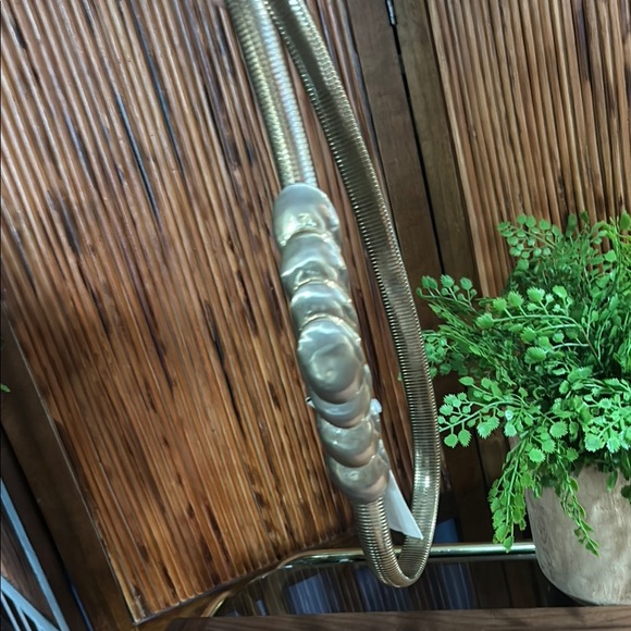 Cache STRETCHY Gold Belt with Decorative Clasp